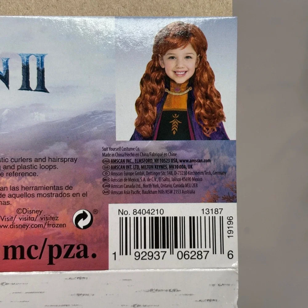 Disney Kid Frozen II Anna Wig Auburn Red Braided Costume Hair Halloween Dress Up